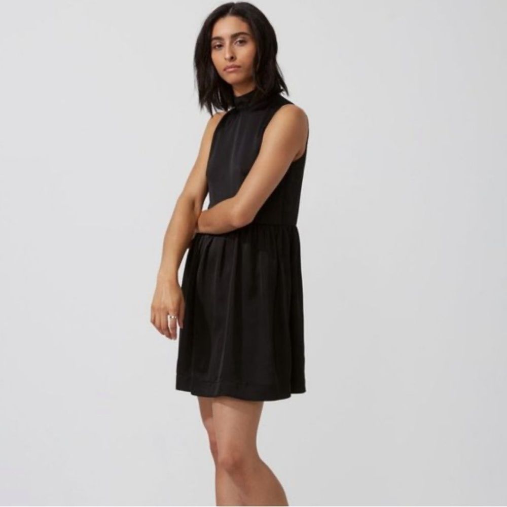 Chic Black Satin Sleeveless Dress by Frank & Oak